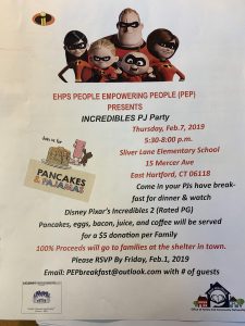 flyer for pj party featuring the incredibles 2 movie